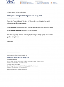 Thông báo lịch nghỉ Tết Âm lịch 2026