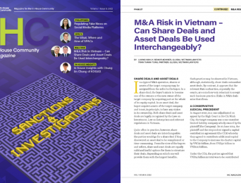M&A Risk in Vietnam – Can share deals and asset deals be used interchangeably?