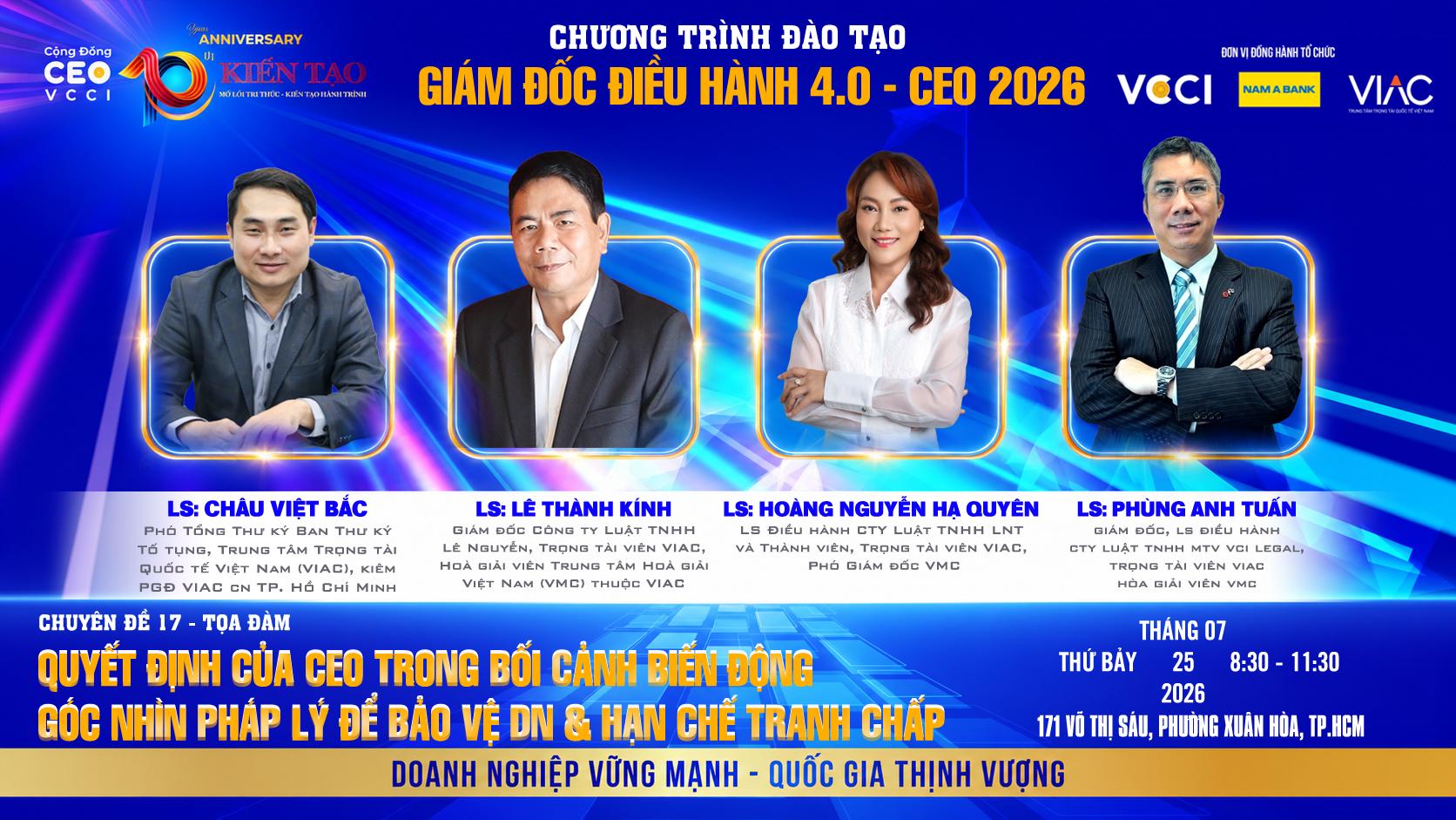 Toạ đàm CEO 2026 "Quyết định của CEO trong bối cảnh biến động: Góc nhìn pháp lý để bảo vệ doanh nghiệp và hạn chế tranh chấp"